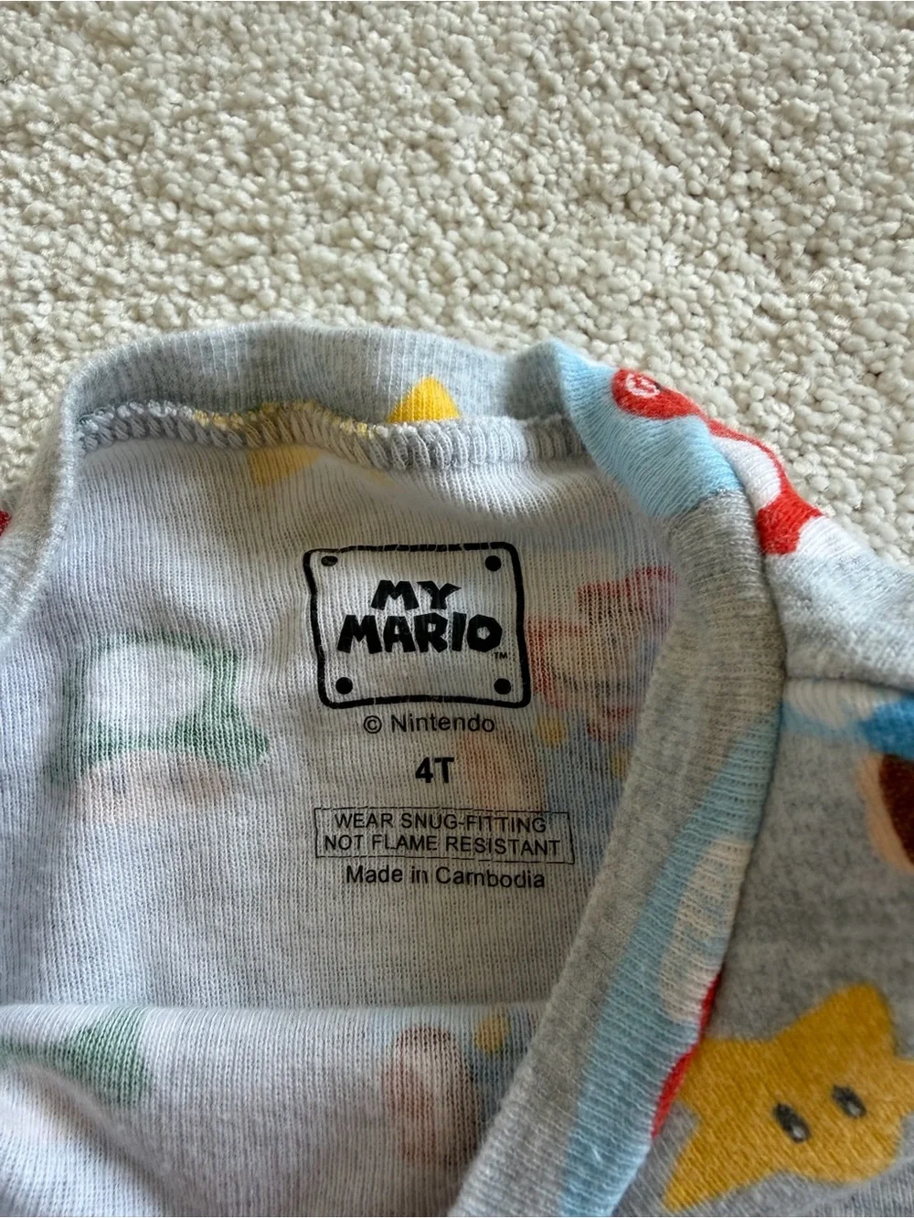 Nintendo Blue Super Mario Kids Pajama Set with Character Prints